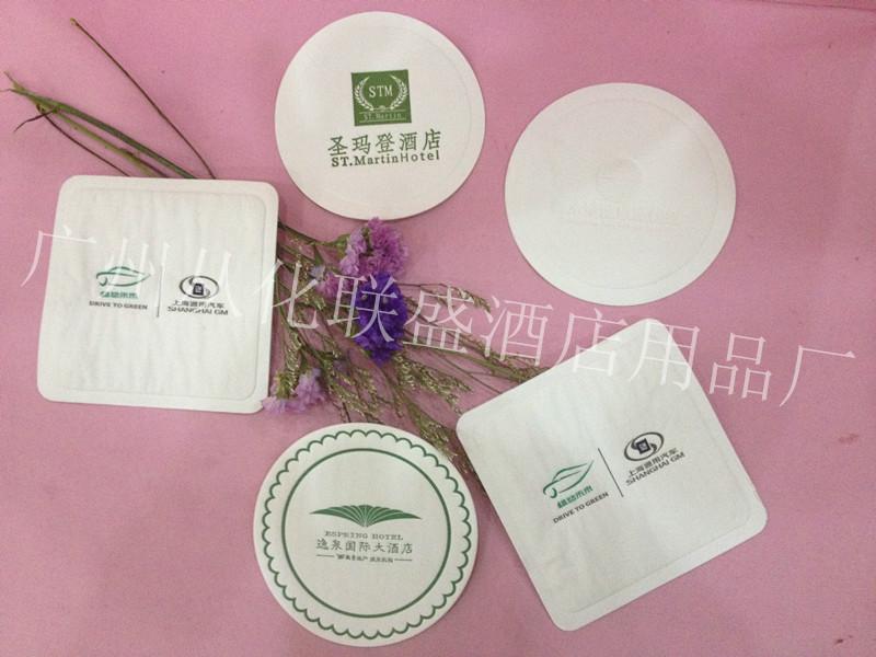 供應(yīng)酒店賓館一次性吸水杯墊定制專版款 直徑85mm圓形杯墊