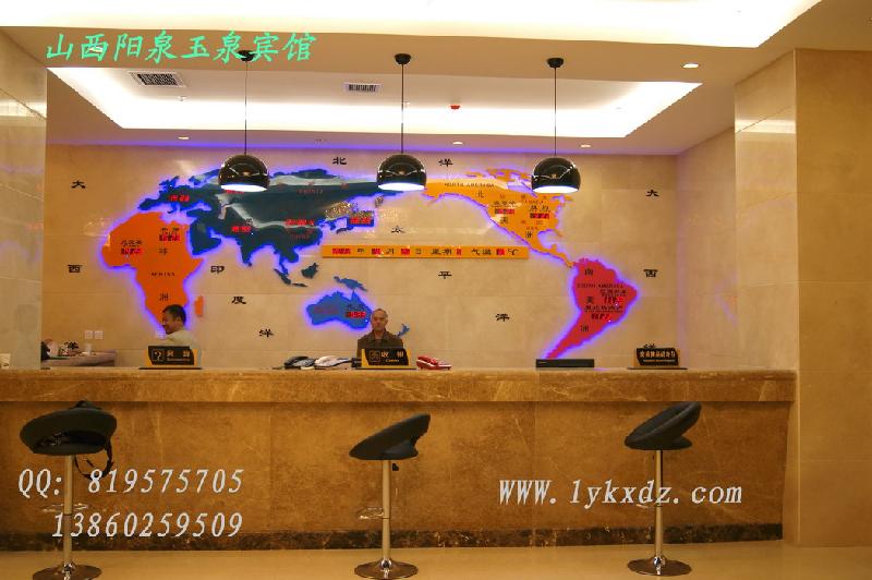 供應(yīng)用于酒店辦公裝飾的酒店背景墻/吧臺背景墻制作-地圖鐘
