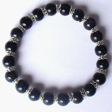 供應(yīng)藍金沙石手鏈 天然水晶手鏈批發(fā)  金沙石批發(fā)商