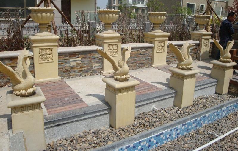 供應(yīng)別墅雕塑/砂巖花盆/花缽/天鵝噴泉