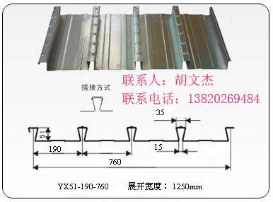 供应钢板缩口板钢结构承重楼板镀锌板yx51-190-760