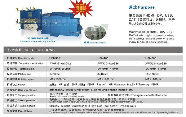 HPM500卧式高速旋臂单绞机图片