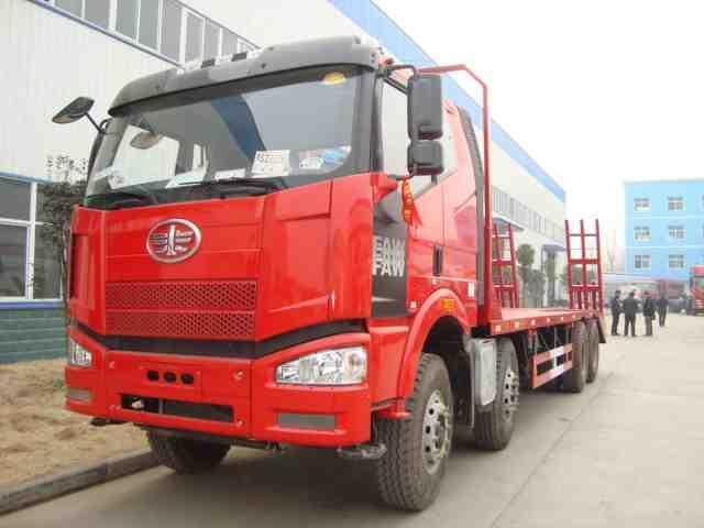 供應(yīng)東風(fēng)*后八平板運(yùn)輸車帶12噸吊｜東風(fēng)40多功能平板拖車帶徐工吊