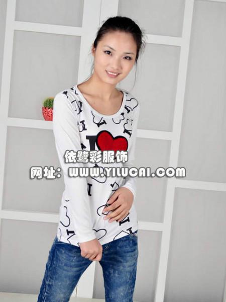 女装批发韩版女式长袖T恤批发圆领