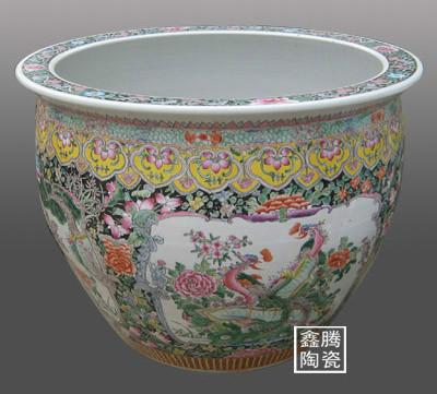 供應(yīng)粉彩花鳥缸-禮品瓷器，商務(wù)饋贈(zèng)陶瓷大缸