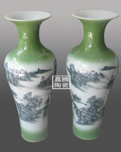 供應(yīng)商務(wù)喬遷禮品-粉彩山水大花瓶，廠家直銷