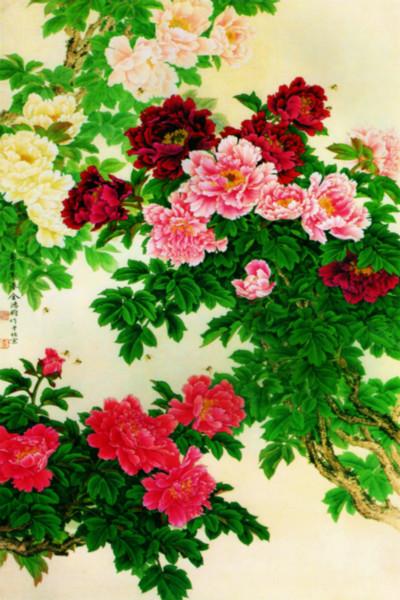 供應(yīng)牡丹中式彩雕陶瓷藝術(shù)沙發(fā)背景墻