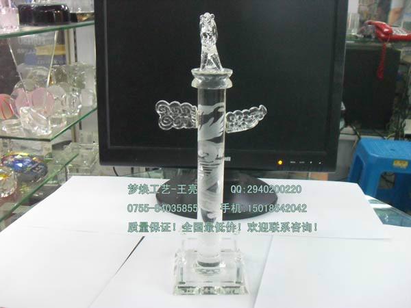 湛江水晶中華柱制作廠家湛江水晶華表 中華柱擺件定做公司