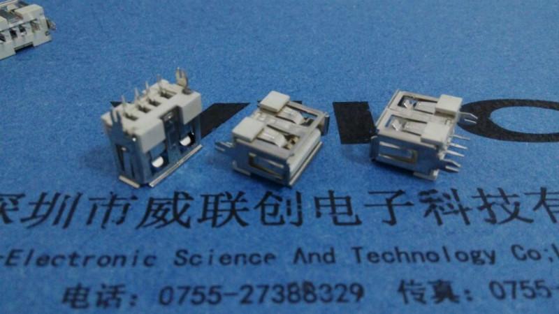 供應(yīng)180度立式USB 短體10.0MM母座 二腳立插固定 DIP