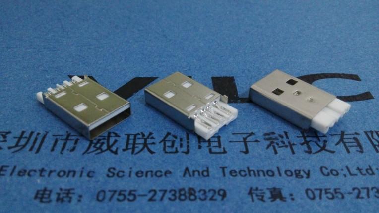 USB-A公插座短体焊线式有脚图片