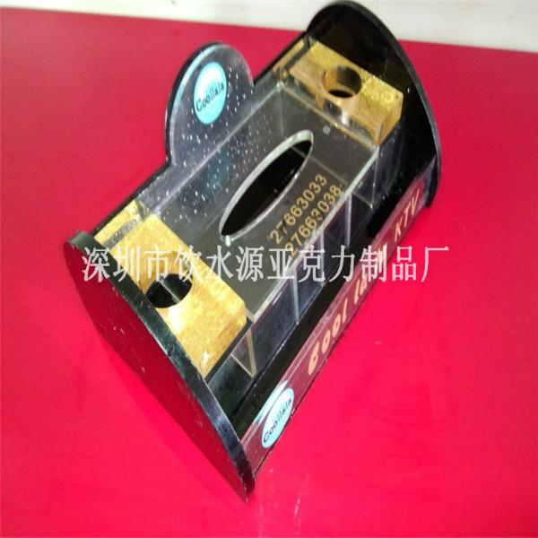 供應(yīng)酒店用商場專柜用亞克力紙巾盒 金色logo紙巾盒 包裝盒 定制盒子