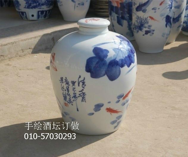 供應(yīng)景德鎮(zhèn)陶瓷酒壇 手繪酒壇 酒壇廠家 型號30斤