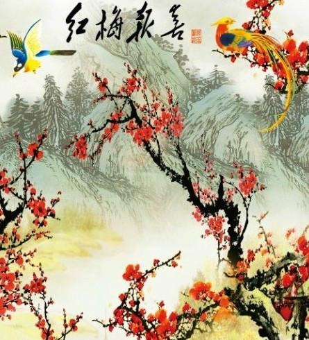 湖南大型無縫壁畫效果圖電視背景墻圖片