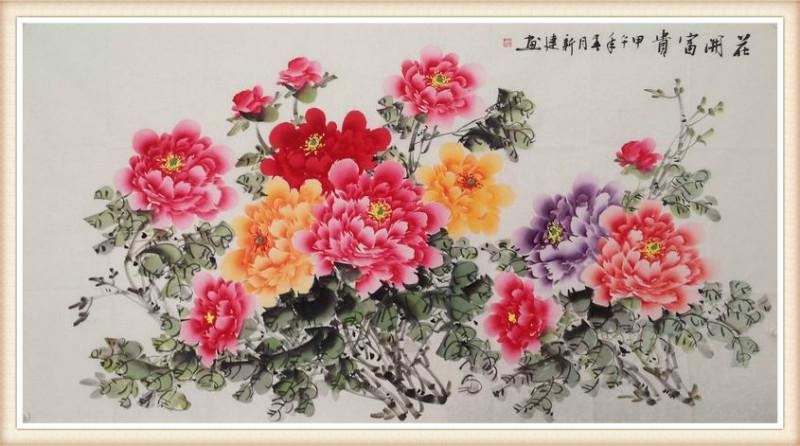 供應(yīng)長沙畫廊大型六尺名家牡丹國畫價優(yōu)