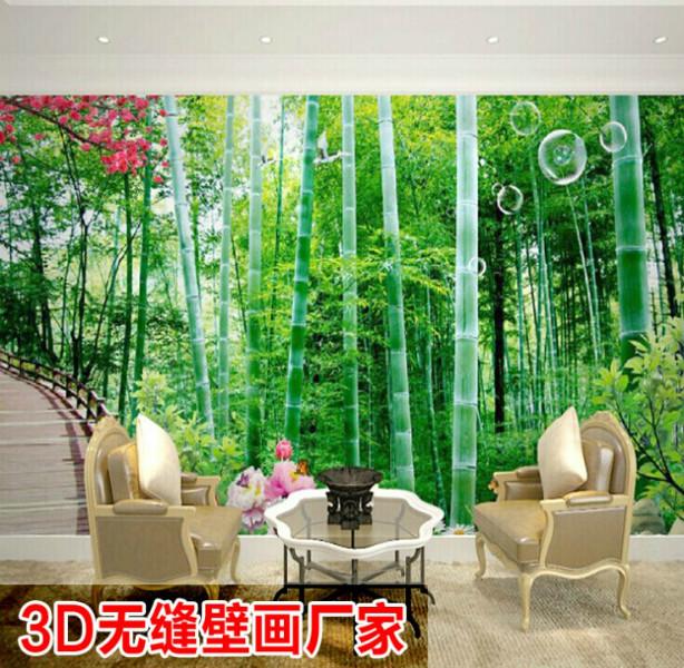 热卖3D风景大型壁画个性竹子壁画图片