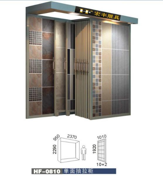 靠墙瓷砖拉板展示柜图片