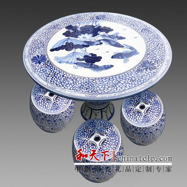 供應(yīng)陶瓷桌凳景德鎮(zhèn)陶瓷瓷桌、青花陶瓷桌子陶瓷凳子、粉彩陶瓷桌凳、手繪