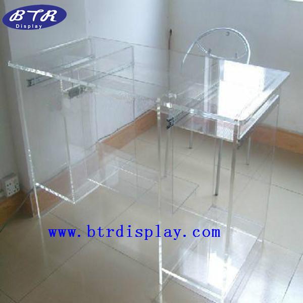 供應(yīng)亞克力臺(tái)式電腦桌 透明壓克力筆記本電腦桌子 有機(jī)玻璃桌椅