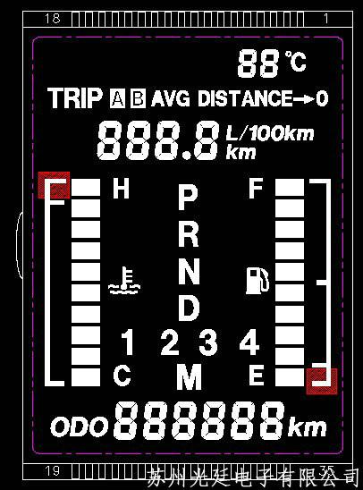 自动档汽车仪表LCD液晶屏设计开发图片