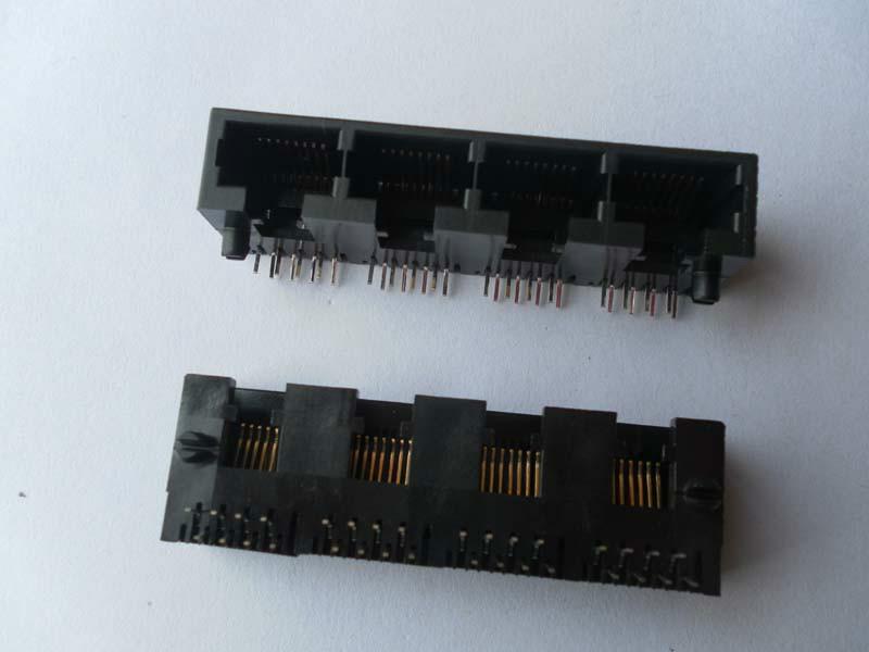 供应4口网络接口RJ45插座8针 插件RJ45母座8P8C 