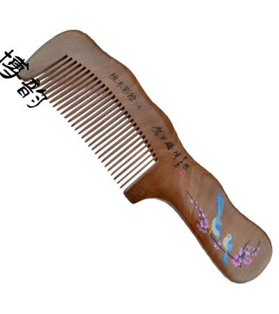 供應桃木彩繪木梳 木梳批發(fā)廠家 哪里有檀木梳批發(fā) 博韻木梳