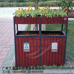 供應(yīng)戶外實木垃圾桶，可擺花垃圾桶，戶外收納箱，防腐木垃圾桶，防保* 戶外實木垃圾桶帶花盆