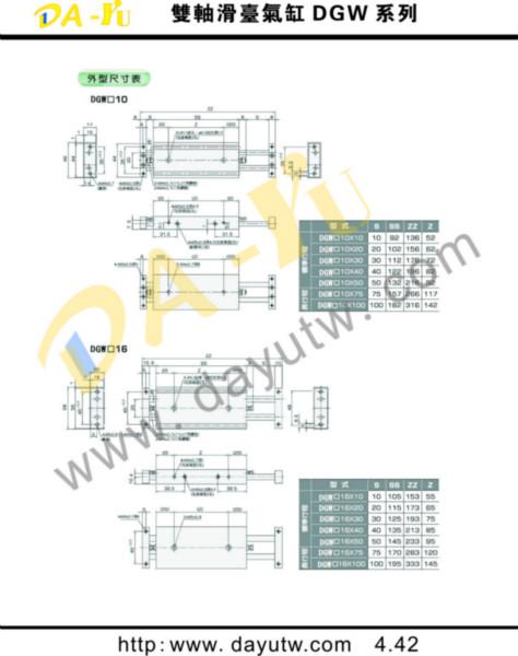 供應(yīng)廣東臺灣大禹臺灣新洲雙抽滑臺氣缸