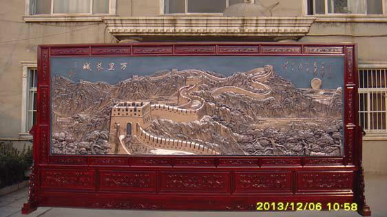 供應(yīng)長(zhǎng)城大型紅木屏風(fēng)4.8米萬(wàn)里長(zhǎng)城屏風(fēng)落地屏風(fēng)