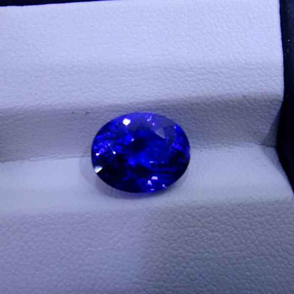 供應(yīng)5.05克拉天然橢圓形坦桑石裸石定制個性坦桑石戒指