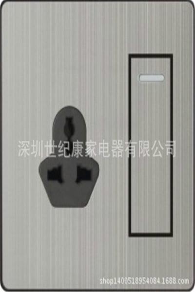 无框大板拉丝墙壁开关插座图片