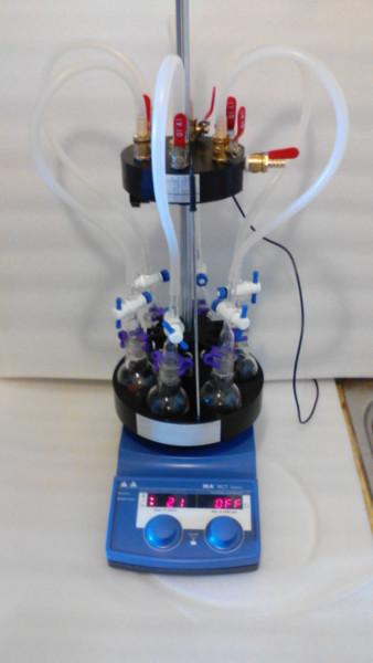 6位平行反應(yīng)儀內(nèi)部強(qiáng)磁攪拌圖片